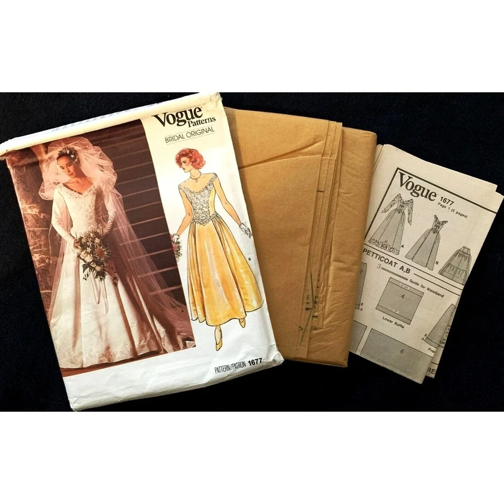 Vogue Bridal Edition Pattern 1980s Wedding Bride Bridesmaid Gowns 32.5